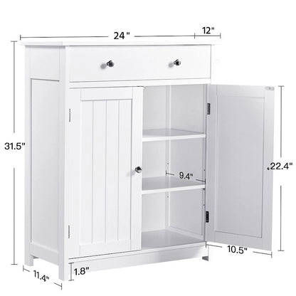Yaheetech Free Standing Bathroom Cabinet with 1 Drawer 2 Doors
