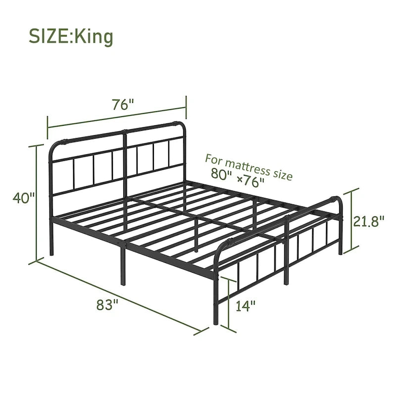 Heavy Duty Metal Platform Steel Slat Mattress Foundation
