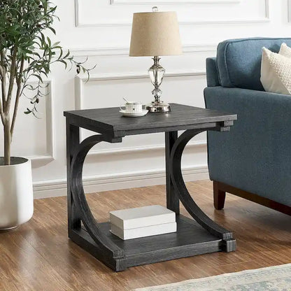Unique Coffee Table, Solid Wood 23.8 Inch Modern Coffee Table Center Table With Storage, Solid Wood Special Shape Coffee Table