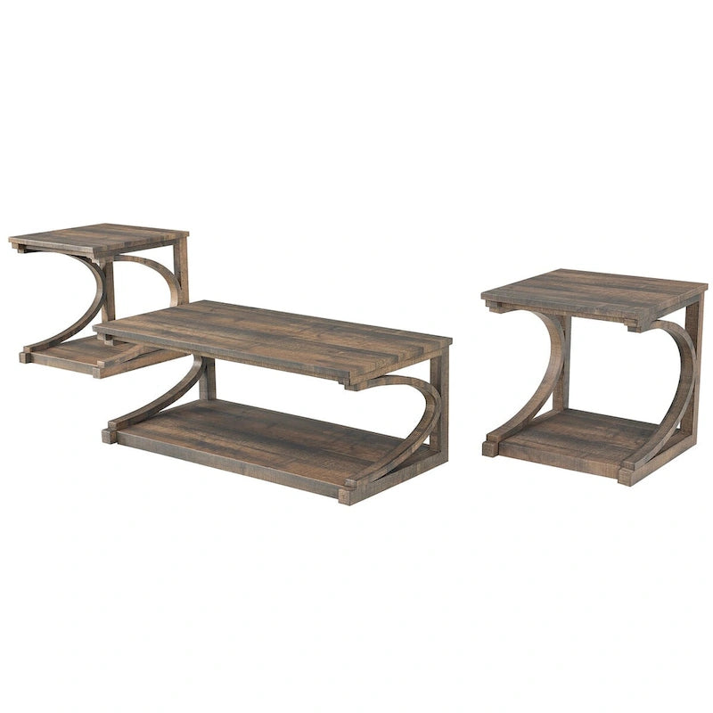 Unique Coffee Table, Solid Wood 23.8 Inch Modern Coffee Table Center Table With Storage, Solid Wood Special Shape Coffee Table