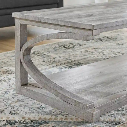 Unique Coffee Table, Solid Wood 23.8 Inch Modern Coffee Table Center Table With Storage, Solid Wood Special Shape Coffee Table