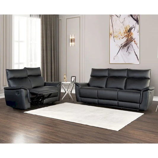 Furniture of America Marty Modern 2-Piece Leather Match Manual Reclining Living Room Sofa Set