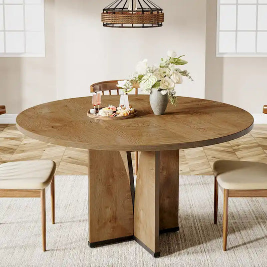 39.4-inch Round Dining Table with Wooden Tabletop for Kitchen Dining Room