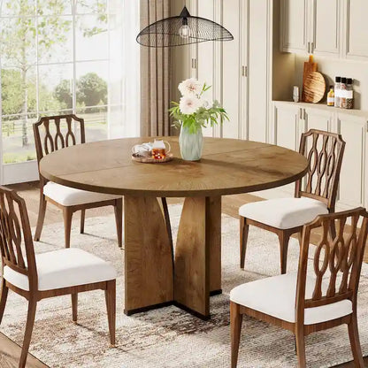 39.4-inch Round Dining Table with Wooden Tabletop for Kitchen Dining Room