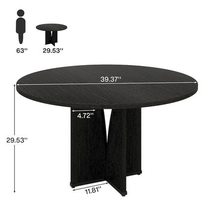 39.4-inch Round Dining Table with Wooden Tabletop for Kitchen Dining Room