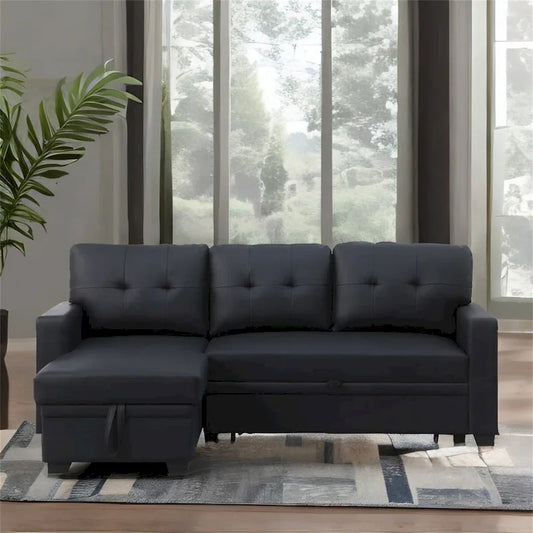 Upholstered Pull out Sectional Sofa with Chaise