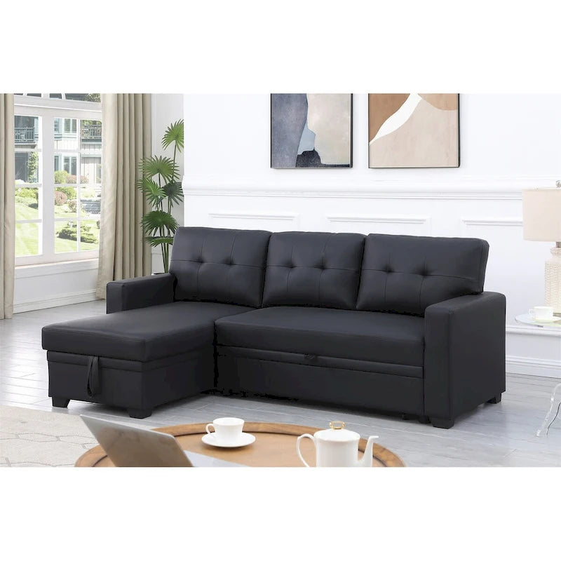 Upholstered Pull out Sectional Sofa with Chair