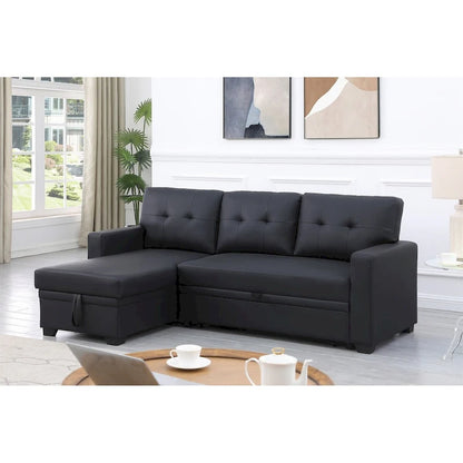 Upholstered Pull out Sectional Sofa with Chair