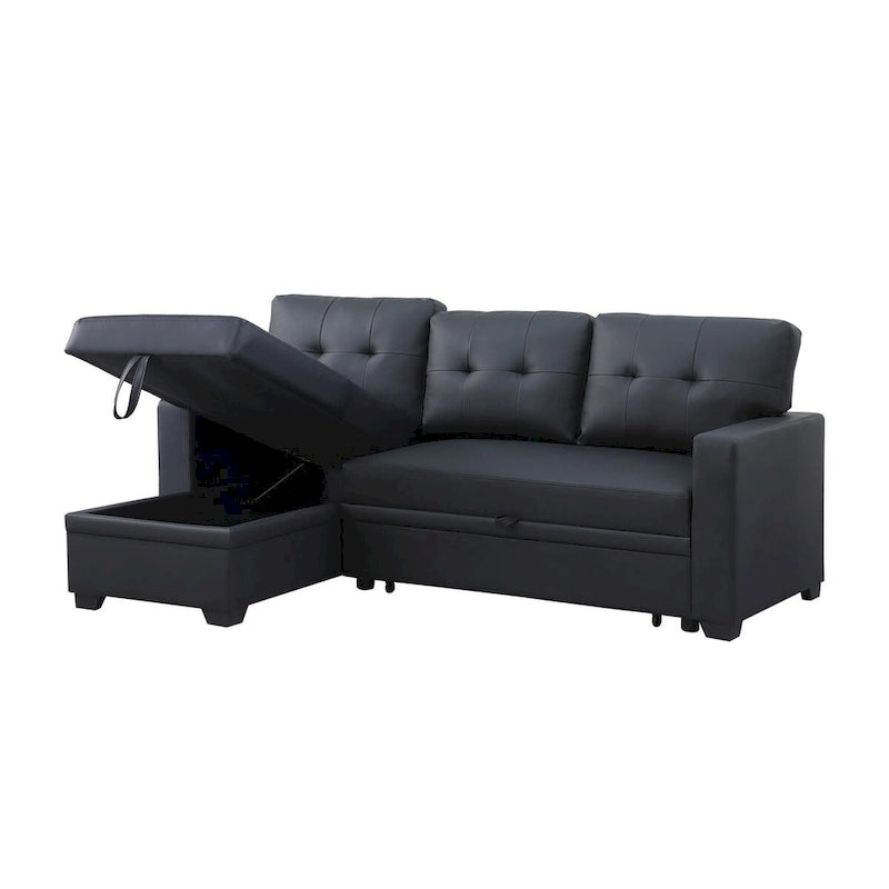 Upholstered Pull out Sectional Sofa with Chair