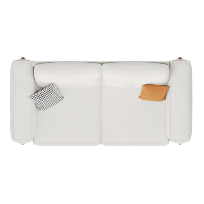 Modern Teddy Fabric Upholstered Sofa w/ Wood Legs and 2 Pillows