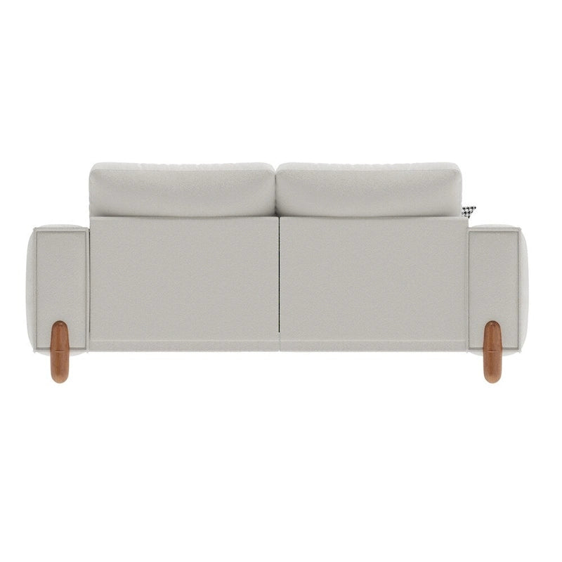 Modern Teddy Fabric Upholstered Sofa w/ Wood Legs and 2 Pillows