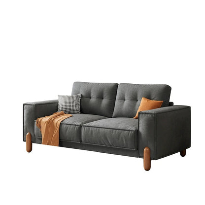 Modern Teddy Fabric Upholstered Sofa w/ Wood Legs and 2 Pillows