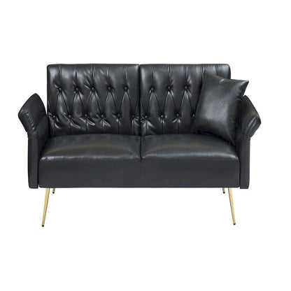 Faux Leather Sofa Bed with Adjustment Armrest