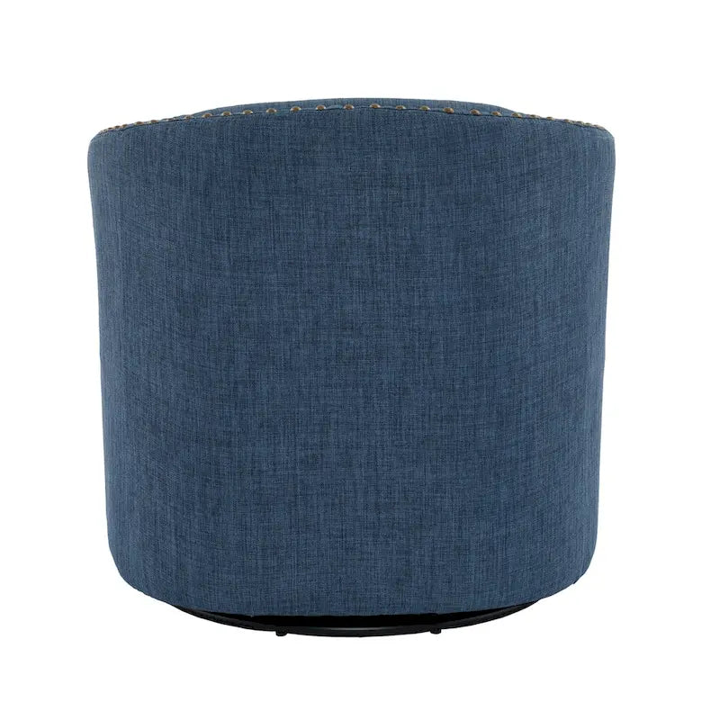 Modern Nailhead Upholstered Linen Swivel Accent Chair