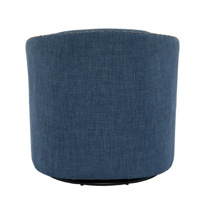 Modern Nailhead Upholstered Linen Swivel Accent Chair