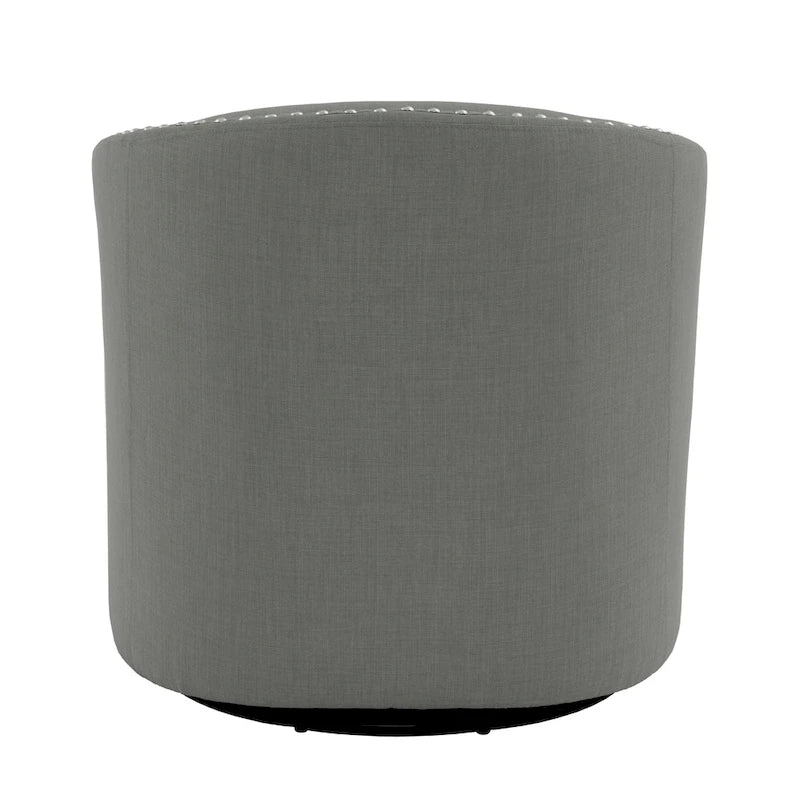 Modern Nailhead Upholstered Linen Swivel Accent Chair