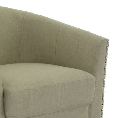 Modern Nailhead Upholstered Linen Swivel Accent Chair