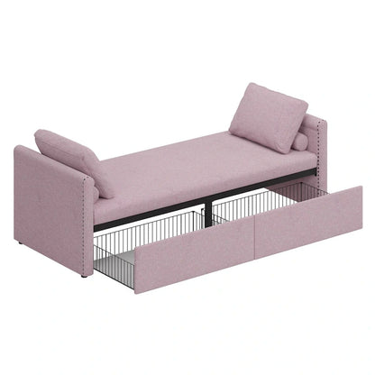 Modern Upholstered Chaise Lounger Daybed Small Single Daybed with 2 Drawers