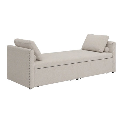 Modern Upholstered Chaise Lounger Daybed Small Single Daybed with 2 Drawers