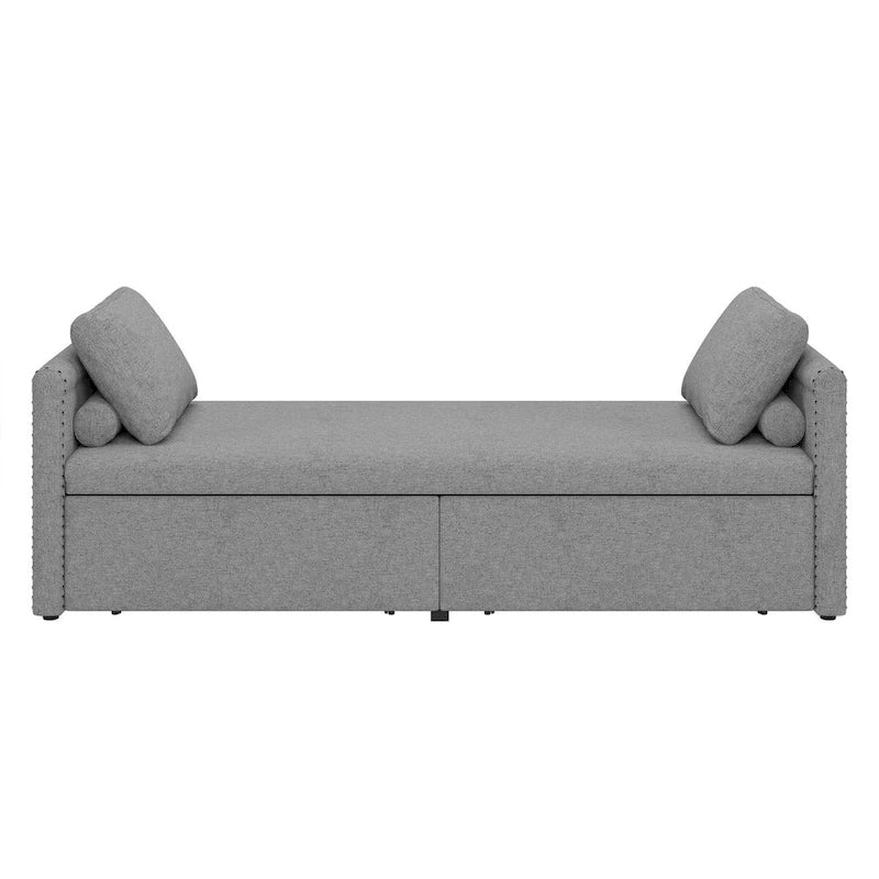 Modern Upholstered Chaise Lounger Daybed Small Single Daybed with 2 Drawers