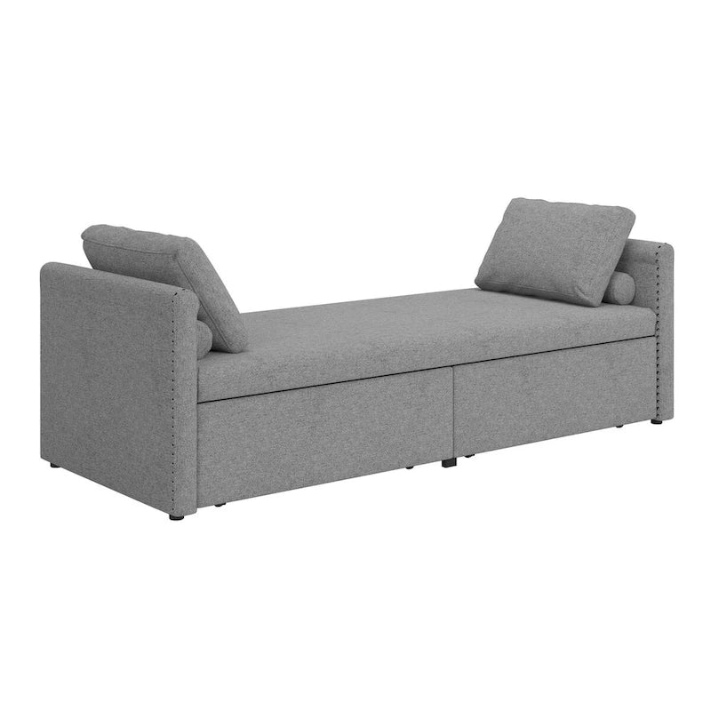 Modern Upholstered Chaise Lounger Daybed Small Single Daybed with 2 Drawers