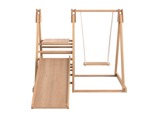3-in-1 Wooden Play Area for Children - With Slide, Swing, and Ladder - Made of Solid Pine 26554ERRT