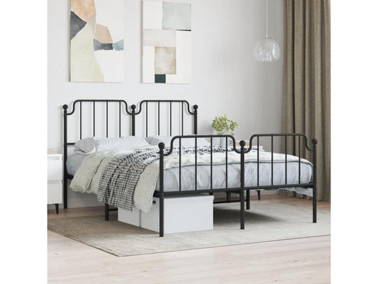 Metal bed frame with headboard and footboard, black, 140x200 cm, 42972FVEL