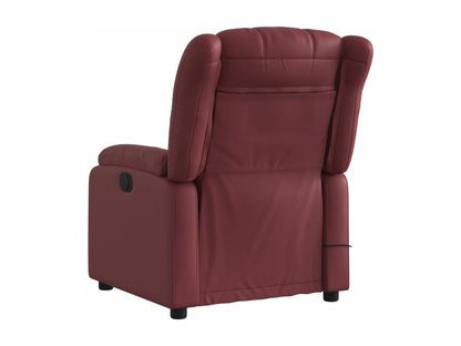 Reclining massage chair, burgundy red faux leather, 02768PTVR