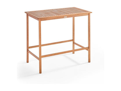 High wooden garden table and 4 stools 45746TUFQ