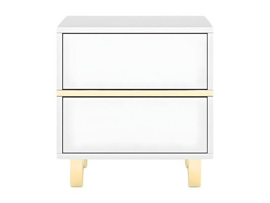 Elegant white Parisianestop bedside table with gold accents / 49 cm wide 31875ZWOM