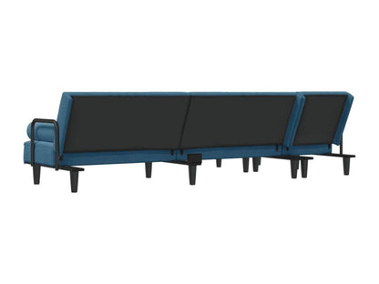 Blue L-shaped sofa bed 260x140x70 cm velvet 42875OSED
