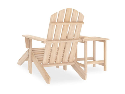 Parisianestop garden chair with footrest and table, Fir wood, 54866NGHB