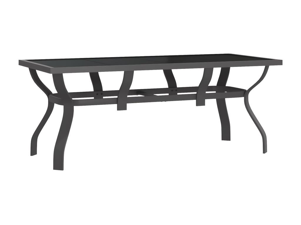 Maisonpuretop Premium - Grey and black garden table 180x80x70 cm Steel and glass 46081JVJG