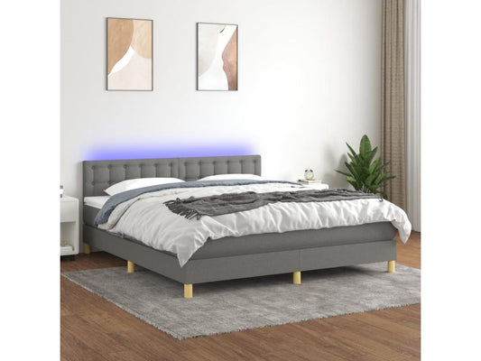 Parisianestop bed base and mattress with LED lighting, dark grey, 180x200 cm, 23766PUDH