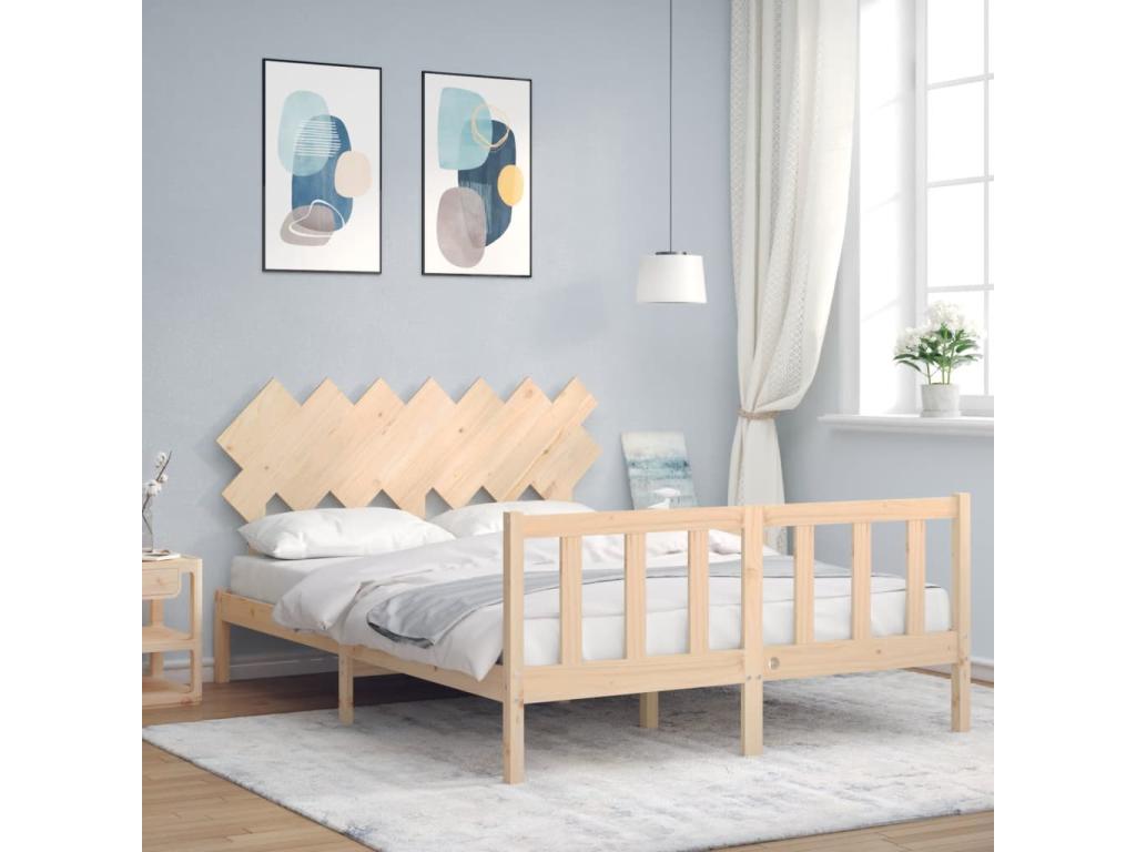 Bed frame with headboard 140x200 cm solid wood 66355PWYR