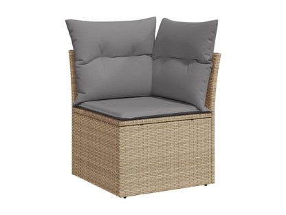 7-piece garden furniture set with cushions, beige wicker resin, 39904TGCR