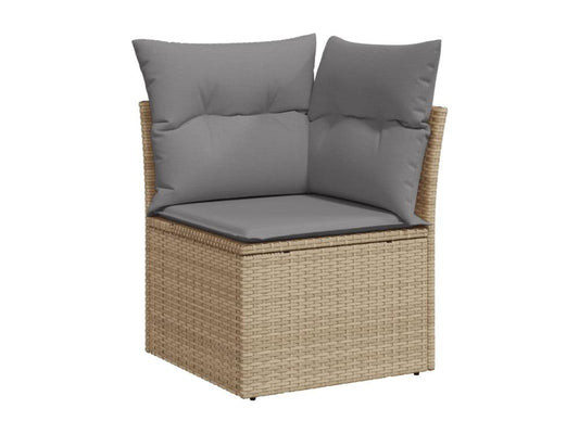 7-piece garden furniture set with cushions, beige wicker resin, 39904TGCR