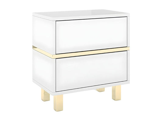 Elegant white Parisianestop bedside table with gold accents / 49 cm wide 31875ZWOM