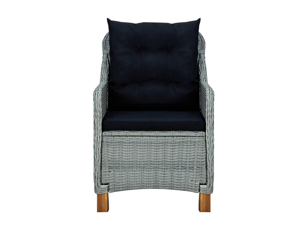 3-piece garden furniture set with cushions, light grey wicker resin, 4 29245KLEY