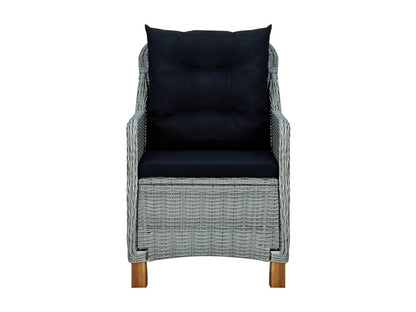 3-piece garden furniture set with cushions, light grey wicker resin, 4 29245KLEY