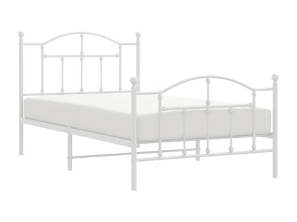 Metal bed frame with headboard and footboard, white, 100x190 cm, 71458GCNJ