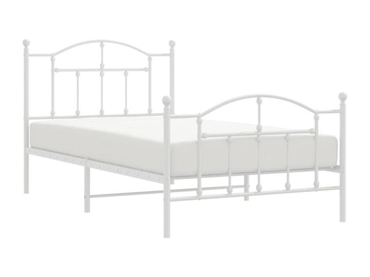 Metal bed frame with headboard and footboard, white, 100x190 cm, 71458GCNJ