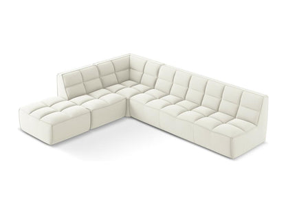 Modular 5-seater right-facing corner sofa in velvet - light beige - Maisonpuretop 44678KLKB