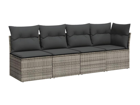 8-piece garden furniture set with grey resin wicker cushions 85942ERCU