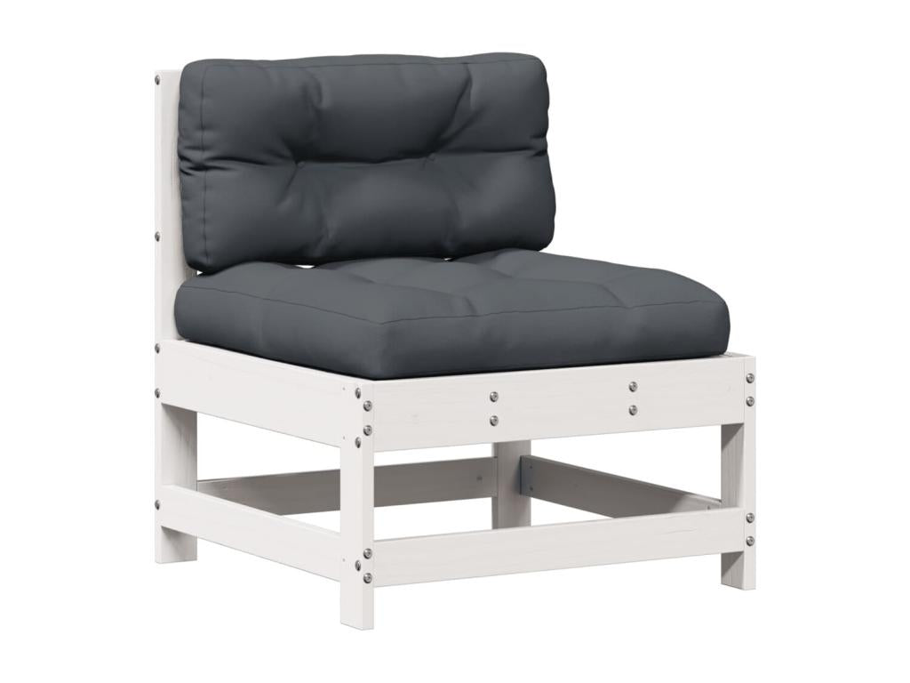 Garden furniture set with cushions, 8 pieces, white, solid pine wood, 52519YPLN