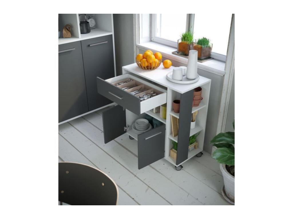 Parisianestop 2-door, 1-drawer cabinet - White and grey - W 80 x D 39 x H 87 cm 38268FDBC