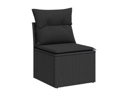 Parisianestop 98352CKRW 7-Piece Black Wicker Resin Garden Furniture Set with Cushions