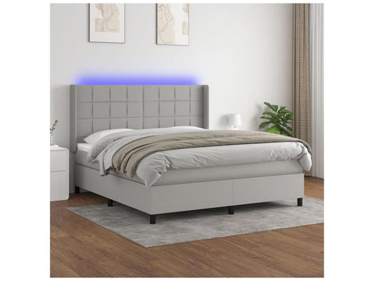 Parisianestop bed base with LED light grey mattress 180x200 Fabric 57425GXEO
