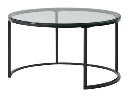 Nesting coffee tables in oak veneer, tempered glass and black metal - Transparent and Natural - Parisianestop 10242NQDS