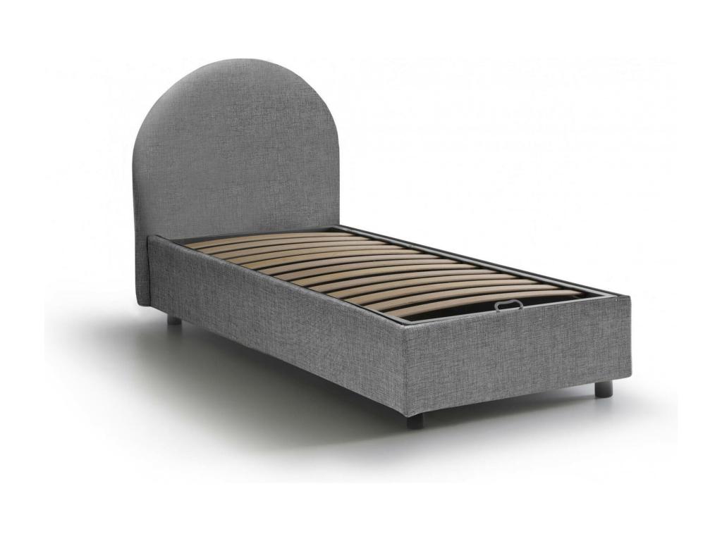 Parisianestop Single Bed with Storage, Fabric Upholstery, Made in Italy, Front Opening, Suitable for 80x190 cm Mattress, Grey, 18156XPCI